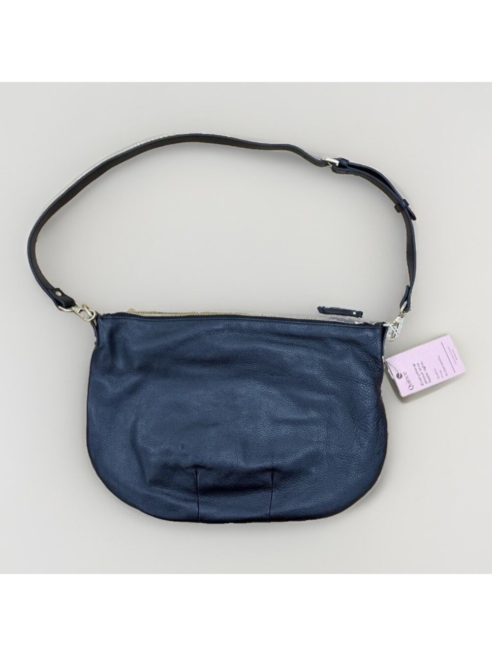 Quince Italian Leather Convertible Crescent Shoulder Bag With Crossbody Strap - Picture 3 of 16